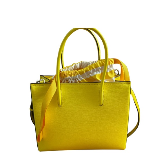 Kate Spade New York Trista Leather Shopper Satchel Crossbody in Yellow Sesame - Picture 4 of 5